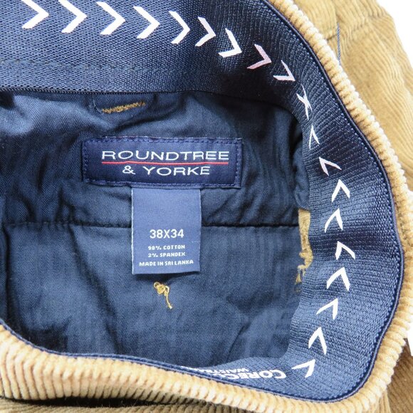 New Roundtree Yorke Pants Size 38 x 34 Brown Luxury Corduroy Stewart Classic Fit - Picture 7 of 11